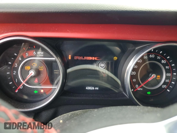 2021 Jeep Wrangler Unlimited Rubicon with VIN 1C4JJXFM7MW794325, listed as a Copart auction lot 54525315 with 43,826 mi miles and Salvage title. Bid and sale history available at DreamBid. Image 9.
