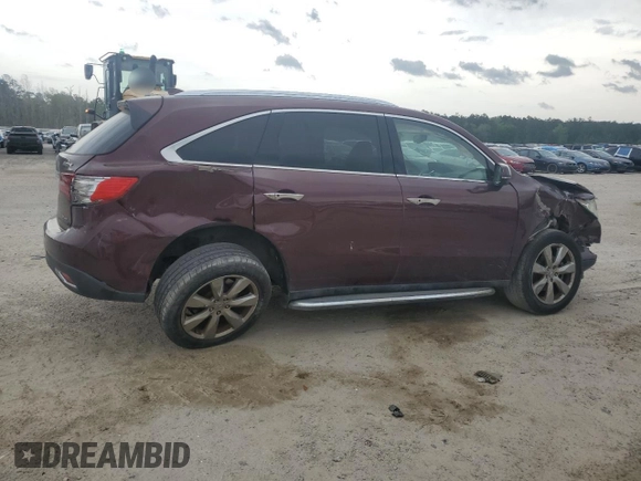 2014 Acura MDX Advance with VIN 5FRYD4H8XEB046967, listed as a Copart auction lot 52093545 with 172,925 mi miles and Salvage title. Bid and sale history available at DreamBid. Image 3.