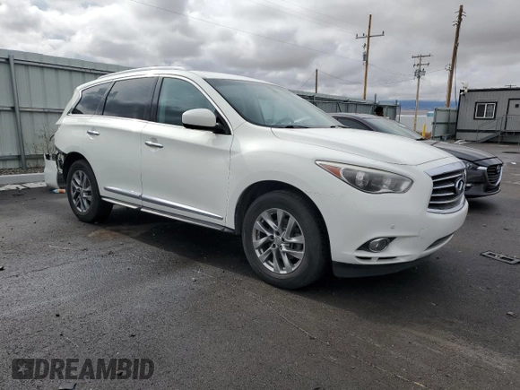 2013 Infiniti JX35 with VIN 5N1AL0MM9DC302590, listed as a Copart auction lot 75949544 with 163,544 mi miles and Salvage Title. Bid and sale history available at carsss.com. Image 4.