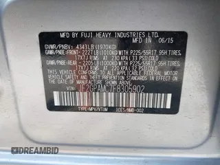 2015 Subaru Crosstrek Limited with VIN JF2GPAMC7F8305902, listed as a IAAI auction lot 42574166 with 80,520 mi miles and . Bid and sale history available at DreamBid. Image 9.