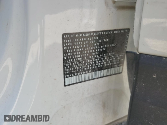2023 Volkswagen Taos SE z VIN 3VVNX7B26PM301101, wystawiony jako Copart lot #65414164 z przebiegiem Nie podano mil oraz Szkoda całkowita • Salvage title. Historia ofert i sprzedaży dostępna na DreamBid. Obrazek 12.