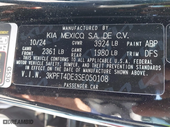 2025 Kia K4 LX with VIN 3KPFT4DE3SE050108, listed as a IAAI auction lot 41645794 with 5,176 mi miles. Bid and sale history available at carsss.com. Image 9.