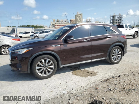 2020 Infiniti QX50 Luxe z VIN 3PCAJ5M18LF103075, wystawiony jako Copart lot #59696195 z przebiegiem 47 493 mil mil oraz Szkoda całkowita • Salvage title. Historia ofert i sprzedaży dostępna na DreamBid. Obrazek 1.