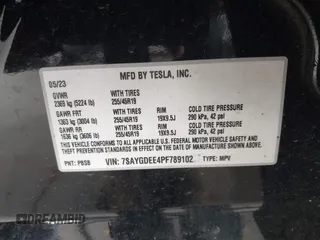 2023 Tesla Model Y Long Range with VIN 7SAYGDEE4PF789102, listed as a IAAI auction lot 41788860 with 88,457 mi miles and . Bid and sale history available at DreamBid. Image 9.
