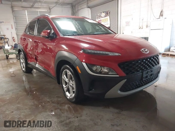 2022 Hyundai Kona SEL with VIN KM8K32AB7NU891234, listed as a IAAI auction lot 41329880 with 20,486 mi miles. Bid and sale history available at carsss.com. Image 1.