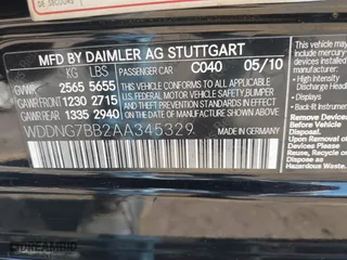 2010 Mercedes-Benz S-Class S 550 with VIN WDDNG7BB2AA345329, listed as a IAAI auction lot 40831016 with 127,004 mi miles. Bid and sale history available at carsss.com. Image 9.