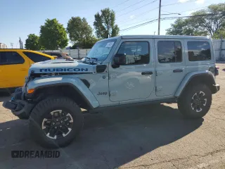 2024 Jeep Wrangler Rubicon z VIN 1C4RJXR64RW279791, wystawiony jako Copart lot #61348324 z przebiegiem 1 387 mil mil oraz Szkoda całkowita • Salvage title. Historia ofert i sprzedaży dostępna na DreamBid. Obrazek 1.