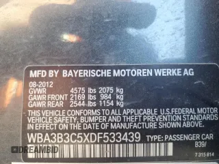 2013 BMW 3 Series 328i xDrive z VIN WBA3B3C5XDF533439, wystawiony jako Copart lot #62130615 z przebiegiem 125 712 mil mil oraz Szkoda całkowita • Salvage title. Historia ofert i sprzedaży dostępna na DreamBid. Obrazek 12.