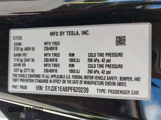 2023 Tesla Model 3 с VIN 5YJ3E1EA8PF620239, выставлен на аукционе IAAI как лот 41903785 с пробегом Не указан миль и . История ставок и продаж доступна на DreamBid. Изображение 9.