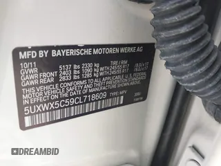 2012 BMW X3 28i z VIN 5UXWX5C59CL718609, wystawiony jako IAAI lot #42138679 z przebiegiem 86 605 mil mil oraz . Historia ofert i sprzedaży dostępna na DreamBid. Obrazek 9.