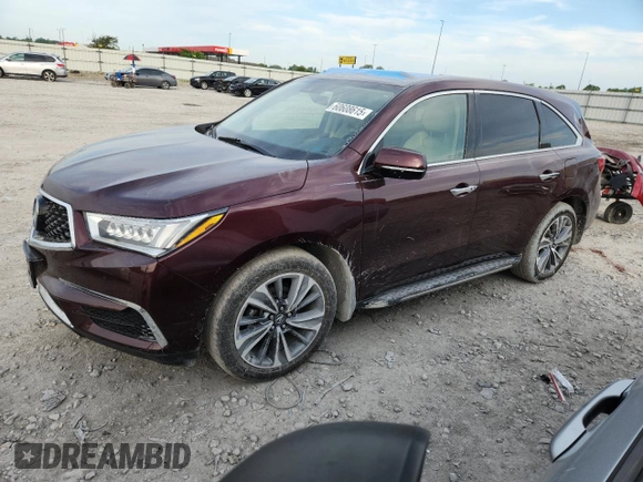 2017 Acura MDX Technology with VIN 5FRYD4H58HB011676, listed as a Copart auction lot 60608615 with 65,927 mi miles and Salvage title. Bid and sale history available at DreamBid. Image 1.