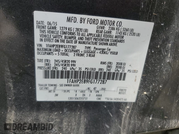 2015 Ford Taurus SEL z VIN 1FAHP2E89FG177287, wystawiony jako Copart lot #56074615 z przebiegiem 196 421 mil mil oraz Szkoda całkowita • Salvage title. Historia ofert i sprzedaży dostępna na DreamBid. Obrazek 13.