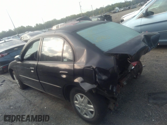 2003 Honda Civic LX with VIN 2HGES16563H602363, listed as a IAAI auction lot 40123995 with 165,413 mi miles. Bid and sale history available at carsss.com. Image 3.