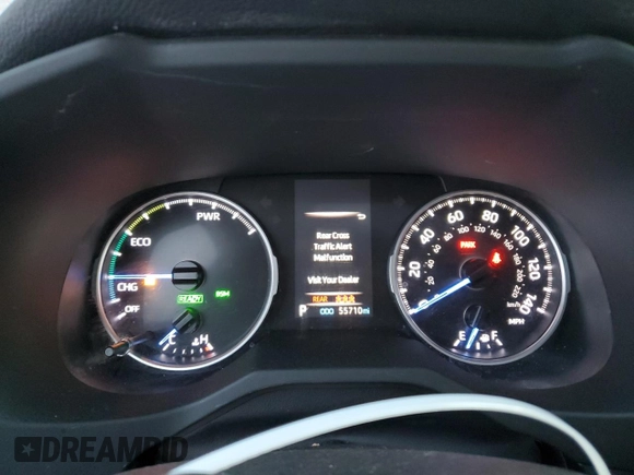 2019 Toyota RAV4 Hybrid XLE with VIN JTMRWRFV2KD035406, listed as a Copart auction lot 42767265 with 55,710 mi miles and Salvage Title. Bid and sale history available at carsss.com. Image 9.