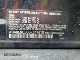 2016 BMW 3 Series 328i with VIN WBA8E9C56GK647613, listed as a Copart auction lot 48921325 with 175,933 mi miles and Salvage Title. Bid and sale history available at DreamBid. Image 12.