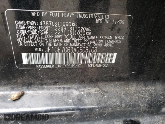 2010 Subaru WRX WRX с VIN JF1GE7G63AG508108, выставлен на аукционе Copart как лот 72545664 с пробегом 135 359 миль миль и Списание • Salvage title. История ставок и продаж доступна на DreamBid. Изображение 15.