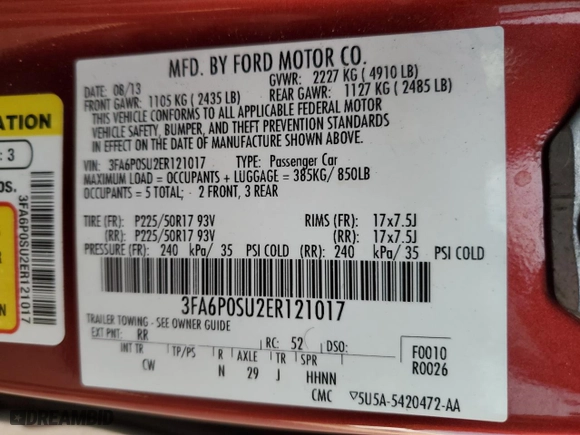 2014 Ford Fusion Energi Titanium with VIN 3FA6P0SU2ER121017, listed as a Copart auction lot 87304264 with 114,947 mi miles and Salvage Title. Bid and sale history available at carsss.com. Image 14.