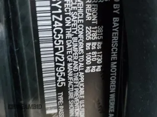 2015 BMW i3 with VIN WBY1Z4C55FV279545, listed as a Copart auction lot 70060362 with 0 mi miles. Bid and sale history available at carsss.com. Image 13.