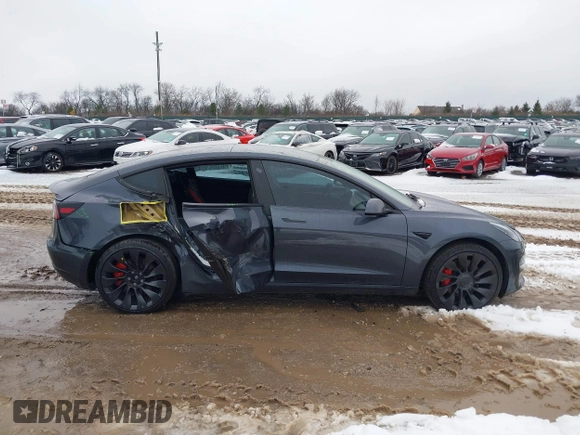 2023 Tesla Model 3 Performance with VIN 5YJ3E1EC6PF590739, listed as a IAAI auction lot 40919165 with 20,474 mi miles. Bid and sale history available at carsss.com. Image 14.