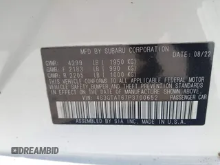 2023 Subaru Impreza Limited with VIN 4S3GTAT67P3700652, listed as a IAAI auction lot 41770326 with 19,387 mi miles and . Bid and sale history available at DreamBid. Image 9.