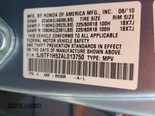 2010 Honda Crosstour EX-L z VIN 5J6TF1H52AL013750, wystawiony jako Copart lot #84113394 z przebiegiem 149 348 mil mil oraz Szkoda całkowita • Salvage title. Historia ofert i sprzedaży dostępna na DreamBid. Obrazek 12.