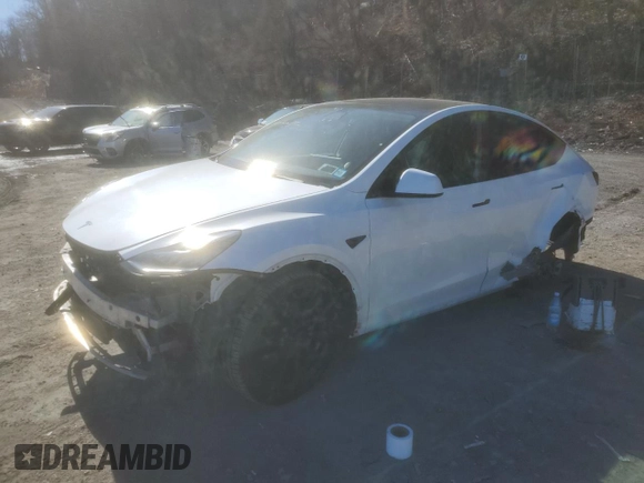 2022 Tesla Model Y Long Range with VIN 7SAYGDEE3NF385950, listed as a Copart auction lot 48481785 with 48,138 mi miles and Salvage Title. Bid and sale history available at carsss.com. Image 1.