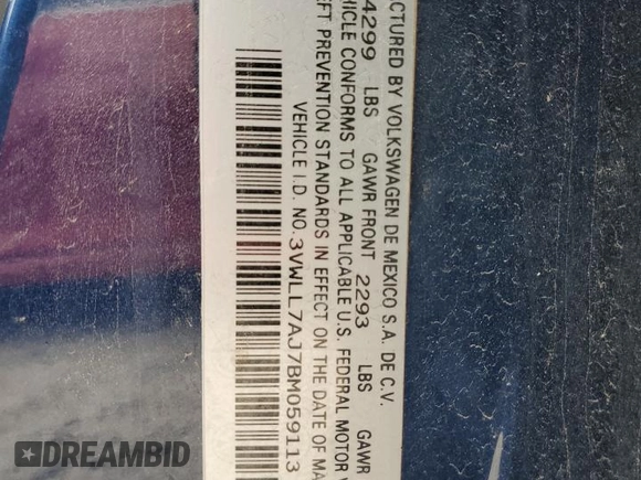 2011 Volkswagen Jetta TDI with VIN 3VWLL7AJ7BM059113, listed as a Copart auction lot 60731135 with Not provided miles and Clean title. Bid and sale history available at DreamBid. Image 12.