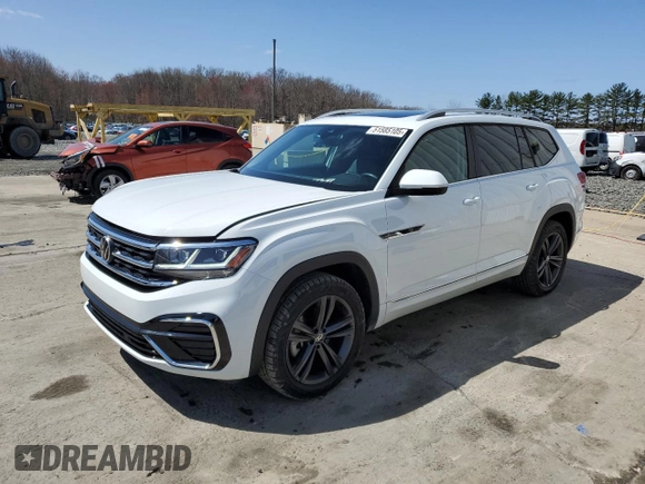 2022 Volkswagen Atlas 3.6L V6 SEL R-Line with VIN 1V2AR2CA5NC510973, listed as a Copart auction lot 51585105 with 26,135 mi miles and Salvage Title. Bid and sale history available at carsss.com. Image 1.
