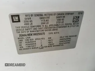 2017 GMC Terrain SLE with VIN 2GKALNEK1H6256075, listed as a Copart auction lot 53556545 with 84,091 mi miles and Salvage Title. Bid and sale history available at carsss.com. Image 13.