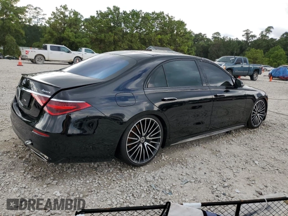 2023 Mercedes-Benz S-Class S 580 with VIN W1K6G7GB6PA210974, listed as a Copart auction lot 70876674 with 5,756 mi miles and Salvage Title. Bid and sale history available at carsss.com. Image 3.