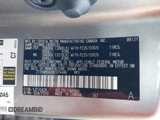 2022 Lexus RX 450h с VIN 2T2HGMDA0NC074486, выставлен на аукционе IAAI как лот 41434677 с пробегом 50 955 миль миль и . История ставок и продаж доступна на DreamBid. Изображение 9.