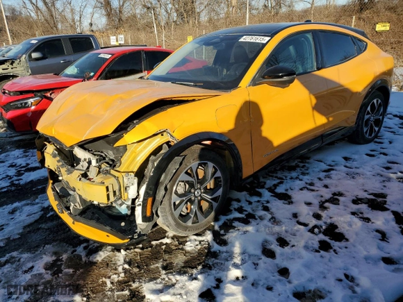 2023 Ford Mustang Mach-E Premium with VIN 3FMTK3SS3PMA32144, listed as a Copart auction lot 42761615 with NaN miles and Salvage Title. Bid and sale history available at carsss.com. Image 1.