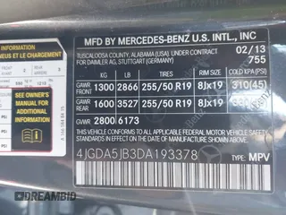2013 Mercedes-Benz M 350 with VIN 4JGDA5JB3DA193378, listed as a IAAI auction lot 41806370 with 144,744 mi miles and . Bid and sale history available at DreamBid. Image 9.