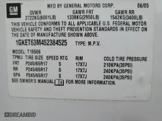 2005 GMC Envoy Denali with VIN 1GKET63M452384525, listed as a Copart auction lot 82117214 with 182,469 mi miles and Salvage Title. Bid and sale history available at carsss.com. Image 15.