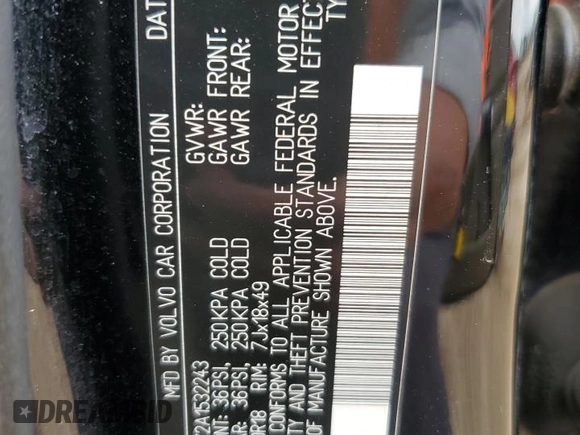 2010 Volvo XC90 I6 with VIN YV4982CY2A1532243, listed as a Copart auction lot 54322035 with 215,103 mi miles and Salvage Title. Bid and sale history available at carsss.com. Image 12.