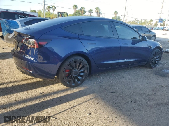 2023 Tesla Model 3 Performance z VIN 5YJ3E1EC5PF634178, wystawiony jako Copart lot #52530845 z przebiegiem 22 618 mil mil oraz Szkoda całkowita • Salvage title. Historia ofert i sprzedaży dostępna na DreamBid. Obrazek 3.