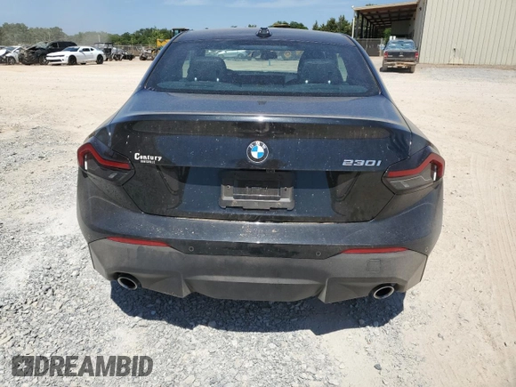 2023 BMW 2 Series 230i with VIN 3MW23CM00P8D77906, listed as a Copart auction lot 60706844 with 7,801 mi miles and Salvage Title. Bid and sale history available at carsss.com. Image 6.