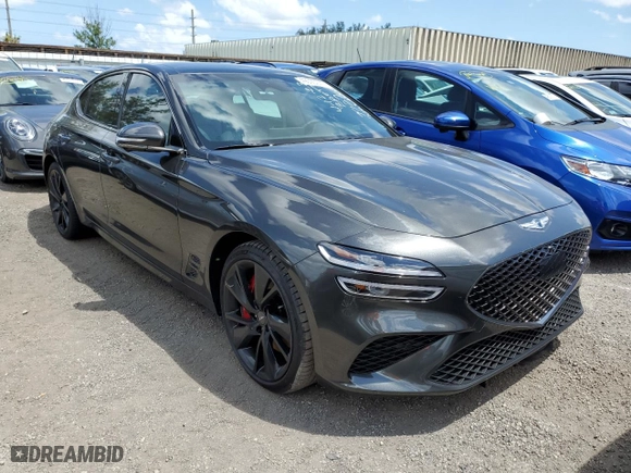 2023 Genesis G70 3.3T with VIN KMTG54TEXPU117927, listed as a Copart auction lot 49095243 with 0 mi miles. Bid and sale history available at carsss.com. Image 4.