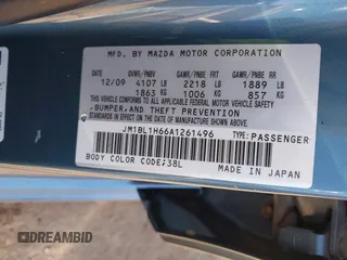 2010 Mazda 3 S Grand Touring with VIN JM1BL1H66A1261496, listed as a IAAI auction lot 41454365 with 125,823 mi miles and . Bid and sale history available at DreamBid. Image 9.
