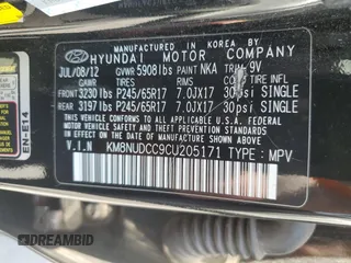 2012 Hyundai Veracruz GLS с VIN KM8NUDCC9CU205171, выставлен на аукционе Copart как лот 61822705 с пробегом Не указан миль и Чистый • Clean title. История ставок и продаж доступна на DreamBid. Изображение 13.