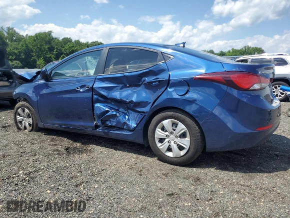 2016 Hyundai Elantra SE with VIN 5NPDH4AE6GH781888, listed as a Copart auction lot 61032035 with 55,652 mi miles and Salvage title. Bid and sale history available at DreamBid. Image 2.