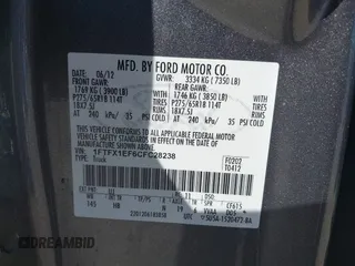 2012 Ford F-150 XL with VIN 1FTFX1EF6CFC28238, listed as a IAAI auction lot 42520396 with 119,887 mi miles and . Bid and sale history available at DreamBid. Image 9.