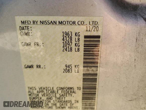 2021 Nissan Altima SV with VIN 1N4BL4DV3MN331991, listed as a Copart auction lot 46588445 with Not Provided miles and Salvage Title. Bid and sale history available at carsss.com. Image 13.