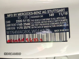 2020 Mercedes-Benz GLB with VIN W1N4M4GBXLW016379, listed as a IAAI auction lot 41307068 with 56,482 mi miles. Bid and sale history available at carsss.com. Image 9.