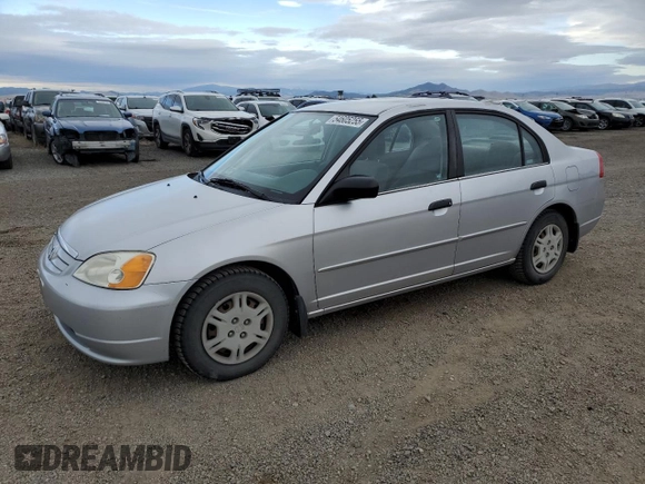 2001 Honda Civic LX with VIN JHMES16581S009607, listed as a Copart auction lot 54605255 with 0 mi miles and Clean Title. Bid and sale history available at carsss.com. Image 1.