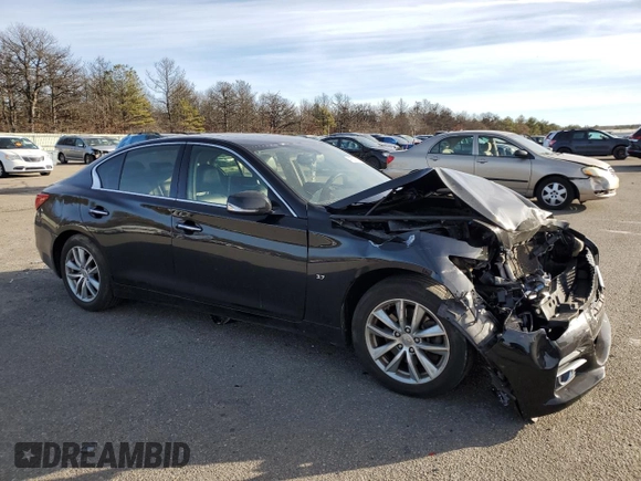 2014 Infiniti Q50 Premium with VIN JN1BV7ARXEM688219, listed as a Copart auction lot 41666885 with 143,813 mi miles and Salvage Title. Bid and sale history available at DreamBid. Image 4.