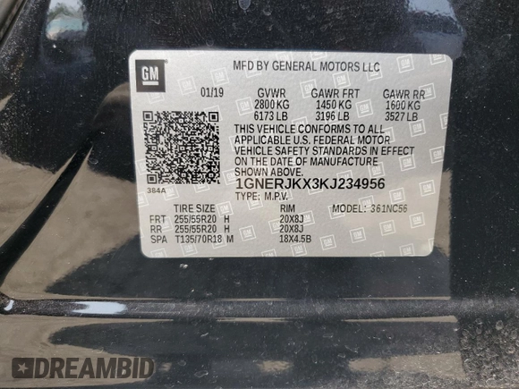 2019 Chevrolet Traverse RS with VIN 1GNERJKX3KJ234956, listed as a Copart auction lot 61380763 with 70,840 mi miles. Bid and sale history available at carsss.com. Image 14.