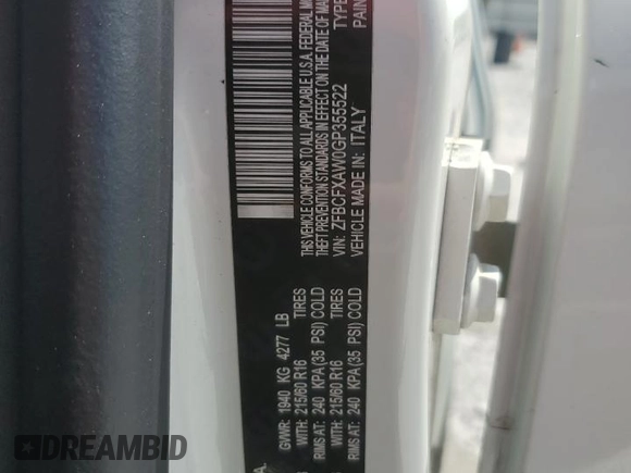 2016 FIAT 500X Pop с VIN ZFBCFXAW0GP355522, выставлен на аукционе Copart как лот 69842704 с пробегом 79 973 миль миль и Списание • Salvage title. История ставок и продаж доступна на DreamBid. Изображение 14.