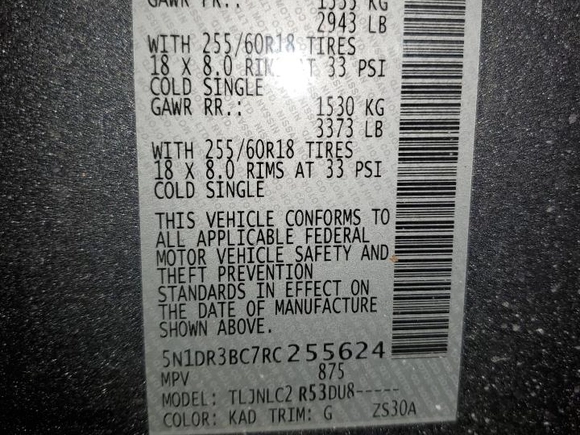 2024 Nissan Pathfinder SV with VIN 5N1DR3BC7RC255624, listed as a Copart auction lot 42811525 with 17,611 mi miles and Clean Title. Bid and sale history available at carsss.com. Image 13.