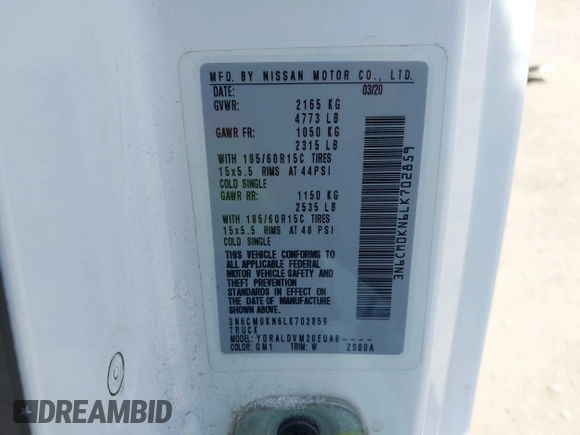 2020 Nissan NV200 SV с VIN 3N6CM0KN6LK702859, выставлен на аукционе IAAI как лот 42102932 с пробегом 83 636 миль миль и . История ставок и продаж доступна на DreamBid. Изображение 9.